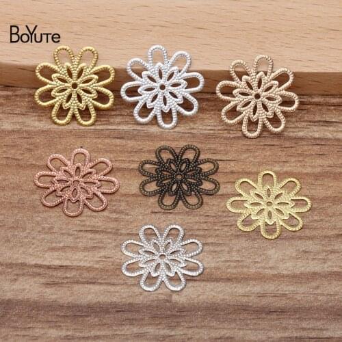 BoYuTe (100 Pieces/Lot) 18MM Metal Brass Filigree Flower Findings Diy Hand Made Jewelry Making Accessories Wholesale