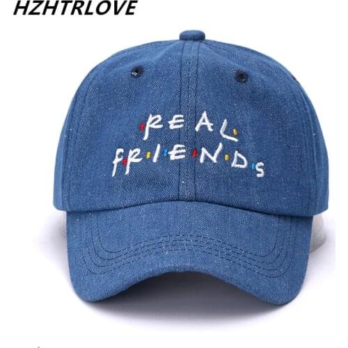HZHTRLOVE Brand Real Friends Snapback Cap Cotton Denim Baseball Cap For Men Women Adjustable Hip Hop Dad Hat Bone Garros