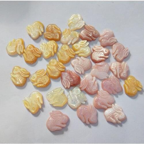 2Pcs Natural Mother Of Pearl Shell Beads Rabbit-shaped Bead For Jewelry Making DIY Necklace Bracelet Anklet Furniture Accessory