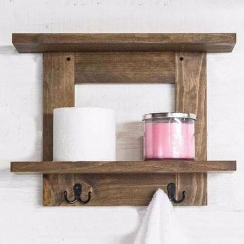Wood Bathroom Rack Kitchen Rack Solid Bathroom Robe Hook Kitchen Towel Rack Home Practical Decoration
