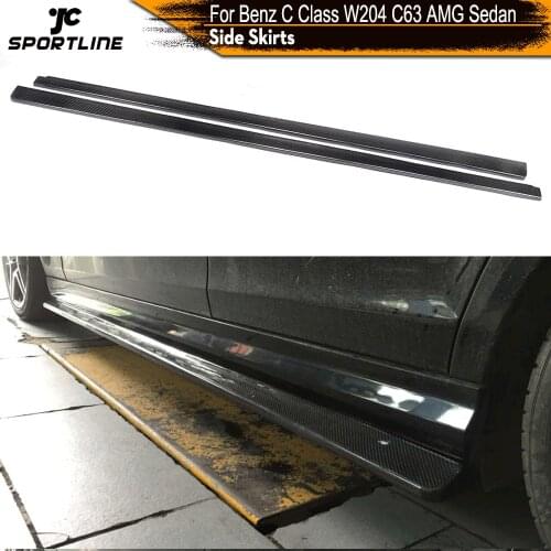 Carbon Fiber / FRP Side Skirts Apron Extension Lip Body Kits for Mercedes-Benz C-Class W204 C63 AMG 4 Door 2012 2013 2014