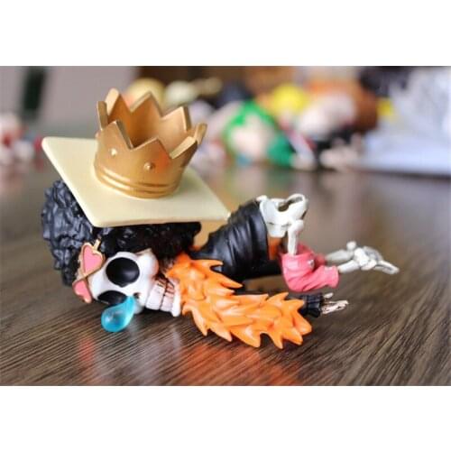 Anime One Piece Brook Cute Sleepy-ass PVC Action Figure Desk Decoration Collectible Model Toy Doll Kids Gift Figurine 6-10cm