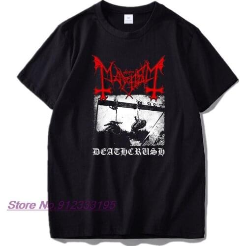 EU Size 100% Cotton T Shirt Mayhem Mens Deathcrush Black Metal TShirts Fashion Casual Breathable Fitness Crew Neck Homme Tops