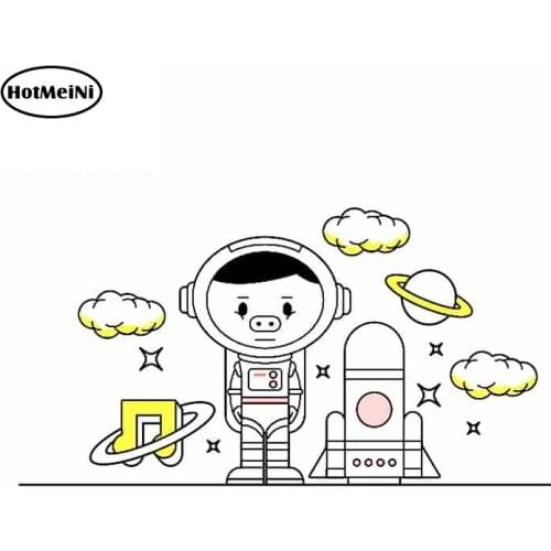 HotMeiNi 13cm x 7.8cm For Pig Nose Astronaut Fine Decal Graffiti Stickers 3D Funny Car Stickers Vinyl Car Wrap Pull Flower