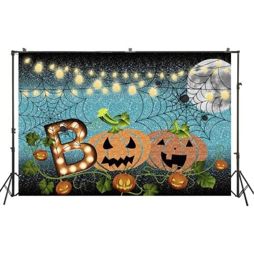 HUAYI Photography Backdrop Halloween Pumpkin Lantern Photo Booth Background Child Studio Birthday Room Decoration Props W-4137