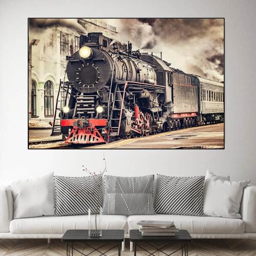 Classical Trains Steam Locomotive Canvas Painting Abstract Posters and Prints Wall Art Pictures for Living Room Decor No Frame