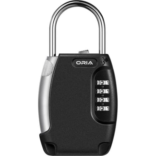 ORIA Key Storage Lock Box Padlock Key Storage Safety Box Lock Wall Mount Indoor And Outdoor 4 Digit Waterproof Padlock