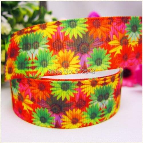 22mm flower Printed grosgrain ribbon, DIY handmade accessories,wedding gift packaging materials,MD51168