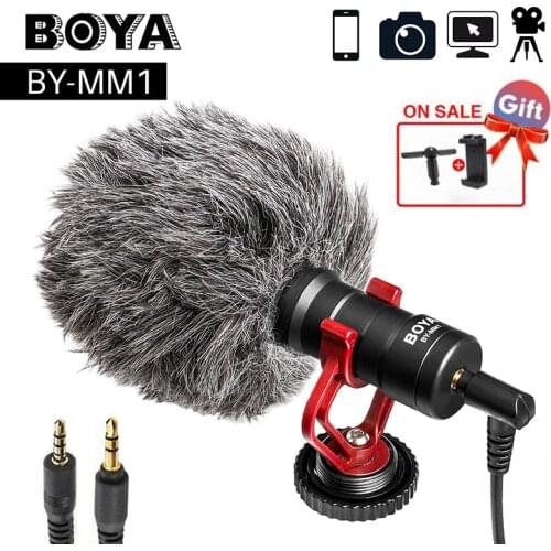 BOYA MM1 Video Record Microphone For DSLR Camera Smartphone Osmo Pocket Youtube Vlogging Mic for iPhone Android DSLR Gimbal