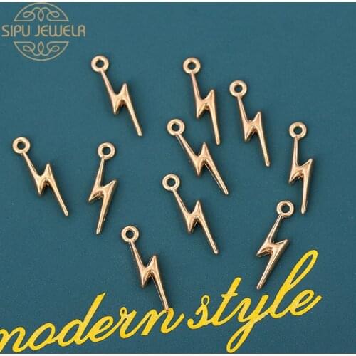 10Pcs 20*5mm Zinc Alloy Mini Flash Lightning Charms Golden Metal Geometry Pendant Wholesale Fit DIY Necklace Jewelry Accessories