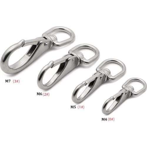 M4/5/6/7 304 Stainless Steel Multi-Purpose Swivel Eye Spring Snap Hook Quick Hook Chain Fastener Hook Carabiner Hiking Camping