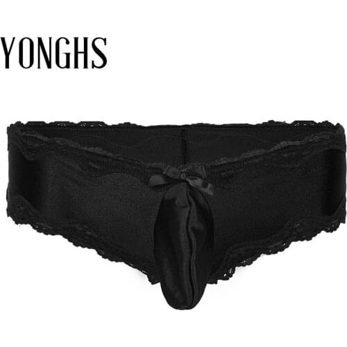 Mens Lingerie Lacework Bikini Briefs Hot Sexy for Sex Underwear Underpants with Bulge Pouch Exotic Gay Homme Underwear