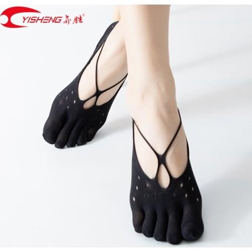 YISHENG Five Finger Socks 5 Pairs Ladies Velvet Socks Breathable Slippers Mesh Invisible Shallow Silicone Boat Socks