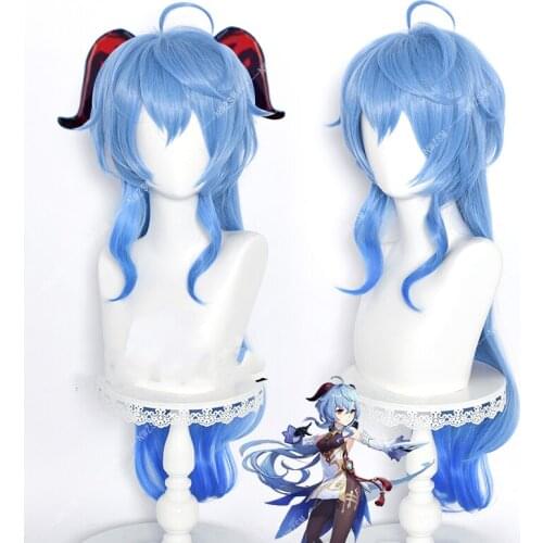 Game Genshin Impact Cosplay Ganyu Wig Genshin Impact Gan Yu 85cm Gradient Synthetic Hair Wig