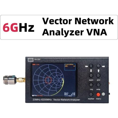 Portable 3.2 inch GS-320 VNA SWR 6G Vector Network Analyzer Reflectometer 23-6200MHz NanoVNA type, Touch screen