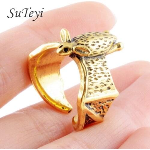 SUTEYI Bat Rings For Lovers Ancient Gold Ancient Silver Plated Adjustable Opening Ring Wholesale For Women and Men