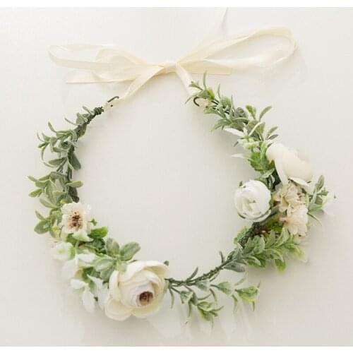 Fabric Floral Bridal Headband Flower Girls Hair Wreath Wooldland Wedding Accessories Handmade Women Hair Piece