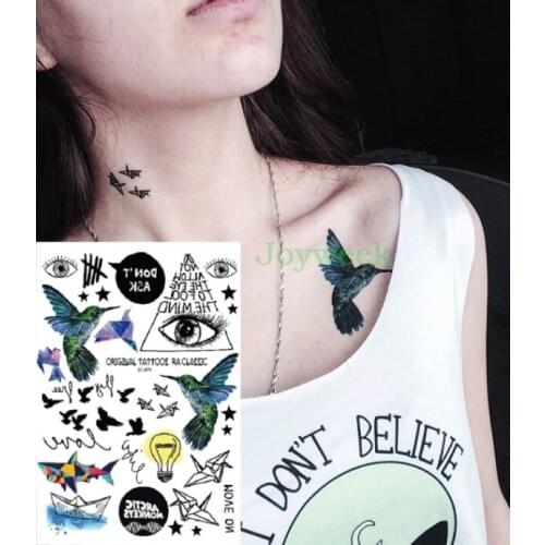 Waterproof Temporary Tattoo Sticker Hummingbird fly bird eye of GOD tatto stickers flash tatoo fake tattoos for women girl