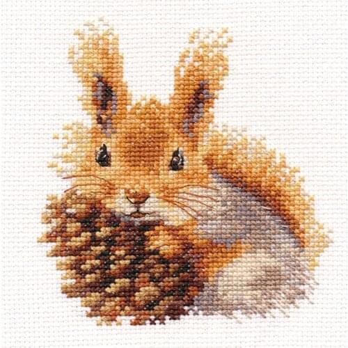 Top Embroidery Cute Squirrel Cross Stitch with Pattern with 14CT Aida Counted Canva&Free Shipping for Home Decor