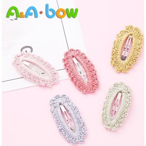 2pcs Kawaii Nylon Hairpins BB Clip Snap Barrettes Cable Knit Moran Solid Color Headwears Hollow-out Baby Girls Hair Accessories
