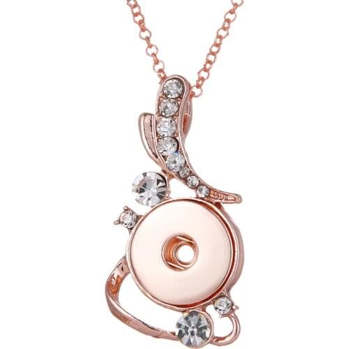 Fashion Jewelry Snap Necklace Rose Gold Color Chain Flower Charm Design Pendant Necklaces Pendants Women Collier Femme Gift