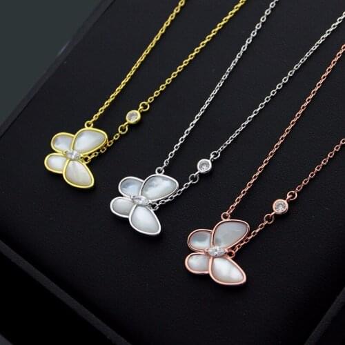 Hot Sale White Shell Butterfly Women Necklace