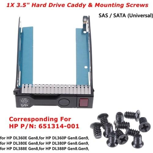 1Pc New 3.5" Hard Drive Caddy Tray 651314-001 For HP G8 Gen8 G9 Gen9 LFF SAS SATA 651320-001 DL380p