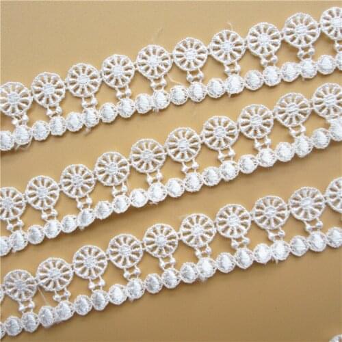 1 yard 22mm Soluble Polyester Flower Embroidered Lace Trim Ribbon Patchwork Handmade Sewing Supplies Craft Costume Decoration