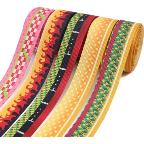 10 Yards 1" 25MM Japanese Cartoon Printed Grosgrain Ribbons For Hair Bows DIY Handmade Materials Y2020120103