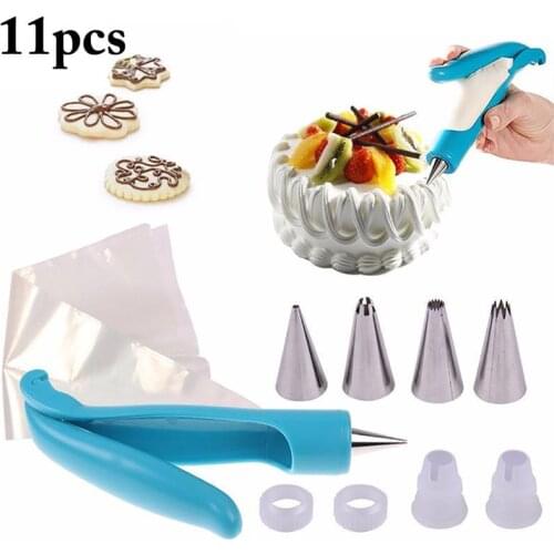 11 Pcs Cake Decorating Pen Set Creative Cake Icing Tips Kitchen Pastry Bags Home DIY Cake Cream Baking Tools Accessories