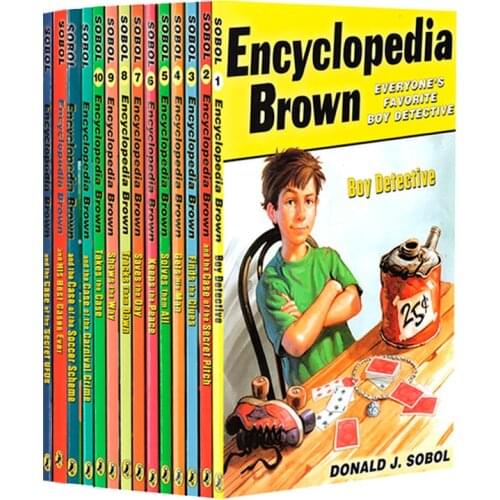 14 Books/Set Encyclopedia Brown Childrens Chapter Novel With Comic Picture Kids Reading Story Fiction