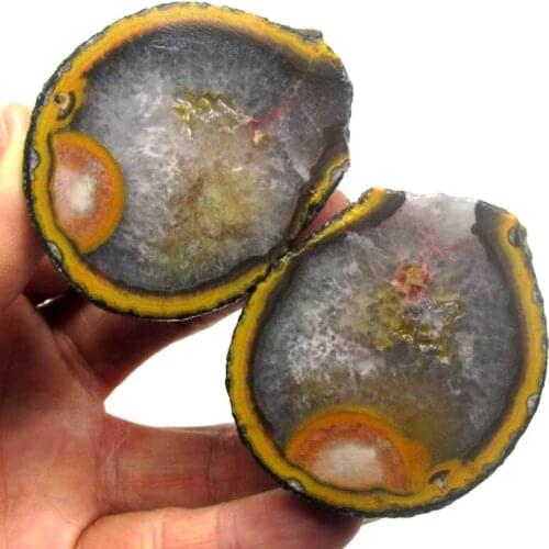 182g Pair of Unpolished Achat Agate Thunderegg Half Geode - crystals and stones healing Mineral specimen Home Decor x0062