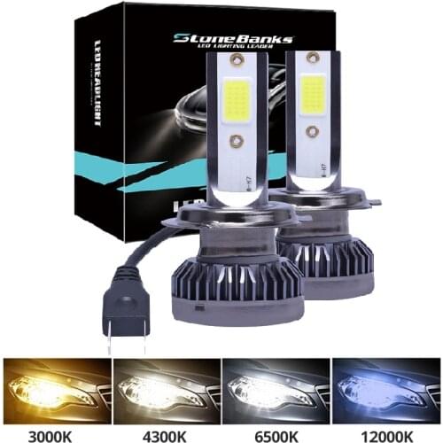 2PC H4 H7 LED H11 H1 9005 9006 Car LED Headlight Bulbs Hi-Lo Beam 80W 12000LM 3000K Auto Headlamp Led Car Lights 24v Car Styling