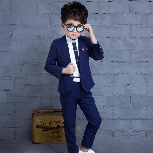 High quality Children Boys Suit sets Kids Blazer Boys Formal Suit For wedding flower boys Tuxedo party clothes Jackets 2pcs 3-10