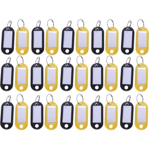 30 X Coloured Plastic Key Fobs Luggage ID Tags Labels Key rings with Name Cards, Ideal For Many Uses - Bunches Of Keys, Luggage