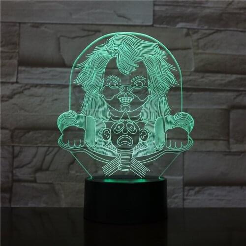 Horror Doll 3D Lamp Lovely Reward for Infant Pretty Deco for Table Color Changing with Remote Led Night Light Lamp Lampara 1251