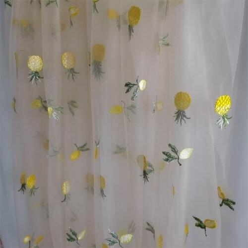 2 Yards/Pack Pineapple Lemon Embroidery Tulle Mesh Lace Fabric DIY Children Dress Sewing Craft