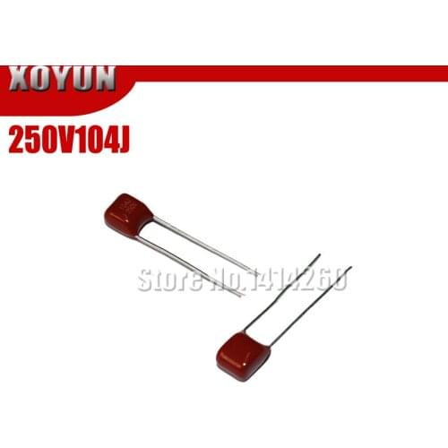 50PCS 250V104J 100NF 0.1UF 250V 104J Pitch 10mm CBB Polypropylene Film Capacitor