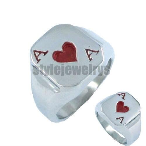 Free shipping! Red Hearts Ring Stainless Steel Jewelry Cool Tribal Biker Ring Gothic Men Ring SWR0037R