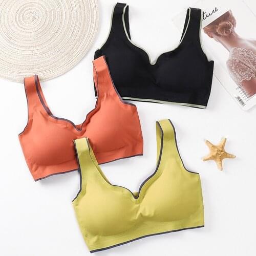 Seamless Women Latex Bra Shock-proof Sports Bra Push Up Yoga Tops Gym Fitness Cooling Tank Tops Soft Sleep Gathered Underwear