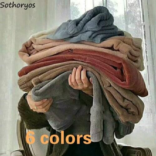 Pants Women Soft All-match Warm Velvet Comfortable Womens Trousers Daily High Quality Harajuku Elastic Waist Fashion Korean New