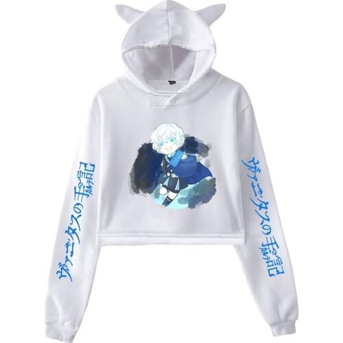 The Case Study of Vanitas spring print cat ear Kawaii sports hoodie sexy short casual all-match sports hoodie tops