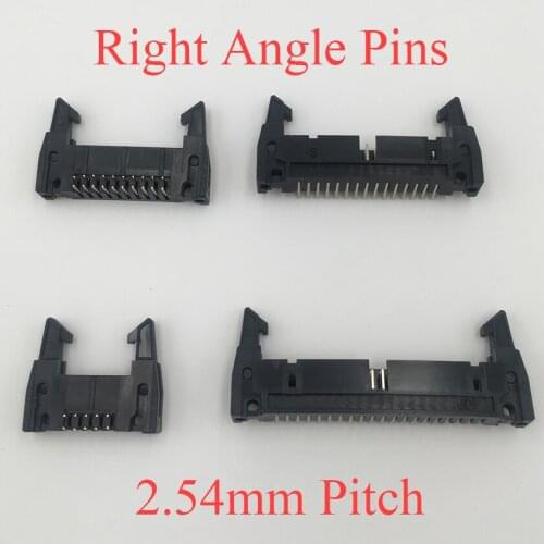 DC2 20P 24P 26P 30P 20 24 26 30 Pins 2.54mm Pitch 90 Degree Right Angle Ejector Header Connector Male PCB IDC Horn Socket Box