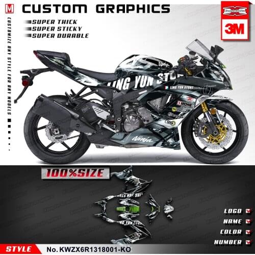 KUNGFU GRAPHICS Sport Bike Décor Vinyl Sticker Kit for Ninja ZX-6R 636 2013 2014 2015 2016 2017 2018, Customizable