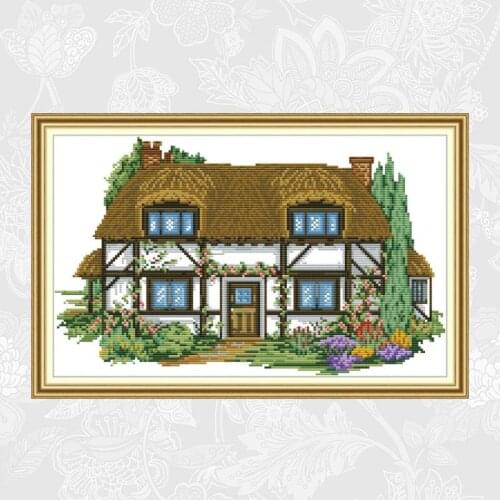 Joy Sunday Villa Patterns Cross-stitch Fabric 14CT 11CT DIY Handwork Embroidery Needlework Set Wholesale Home Decoration