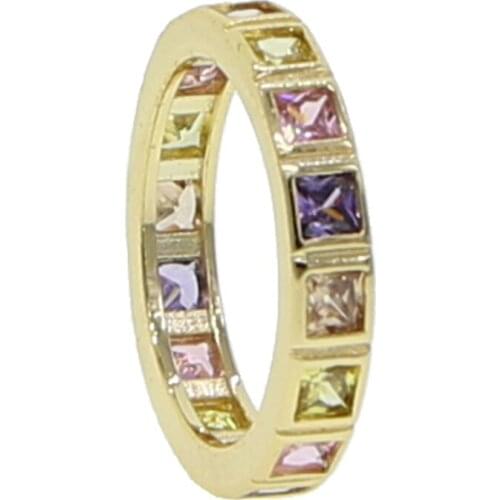Stack stacking cz eternity band ring square pastel cubic zirconia Gold filled Classic Fashion finger engagement bands