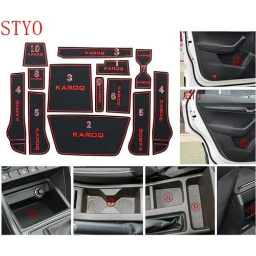 STYO Car Slot Pad Interior Door Groove Mat Latex Anti-Slip Cushion For Skoda1 Karoq 2017 2018 Europe Version
