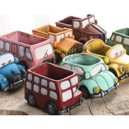 Creative Retro Car Flowerpot Colorful Planter Garden Succulent Plants Bonsai Car Flower Pot Decoration 36 Styles
