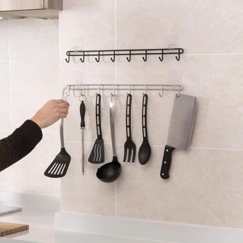 Kitchen Organizer Rack Iron Storage Rack with 8 Hooks Hangers Bathroom Cocina Cabinet Pantry Shelf Kitchenware Cookers Organizer