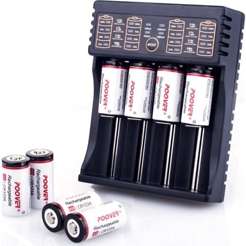 8PCS 3.7V 750mAh CR123A 16340 Rechargeable Battery Lithium Li-ion Batteries with Charger for LED Flashlight Camera